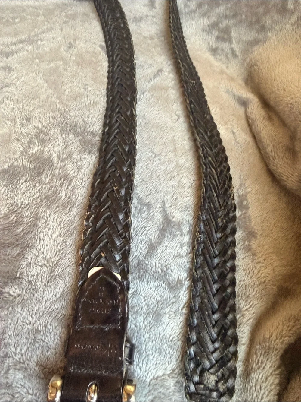 Calvin Klein Black Braided Leather Belt with Silver-Tone Buckle